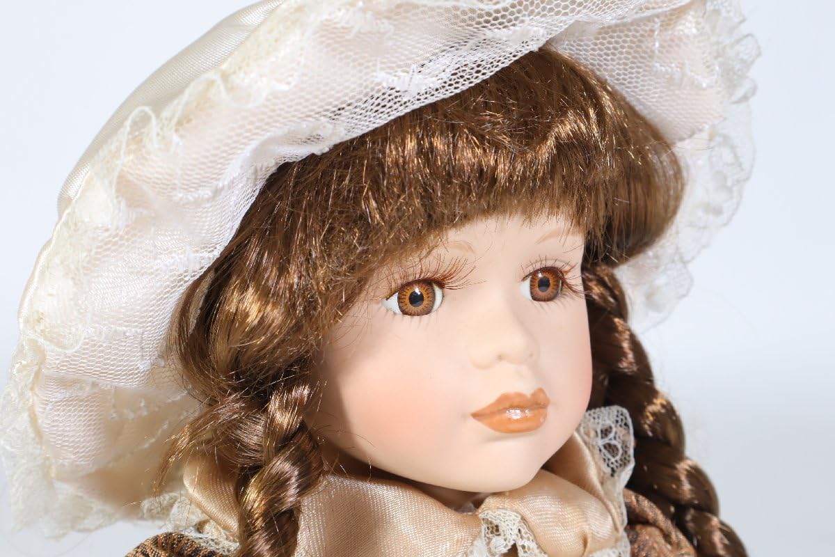 ✨期間限定✨28㎝ドール用ワンピース&ドレス　茶色のミニベア付　ビスクドール ✨期間限定✨28㎝ドール用ワンピース&ドレス 茶色のミニベア付