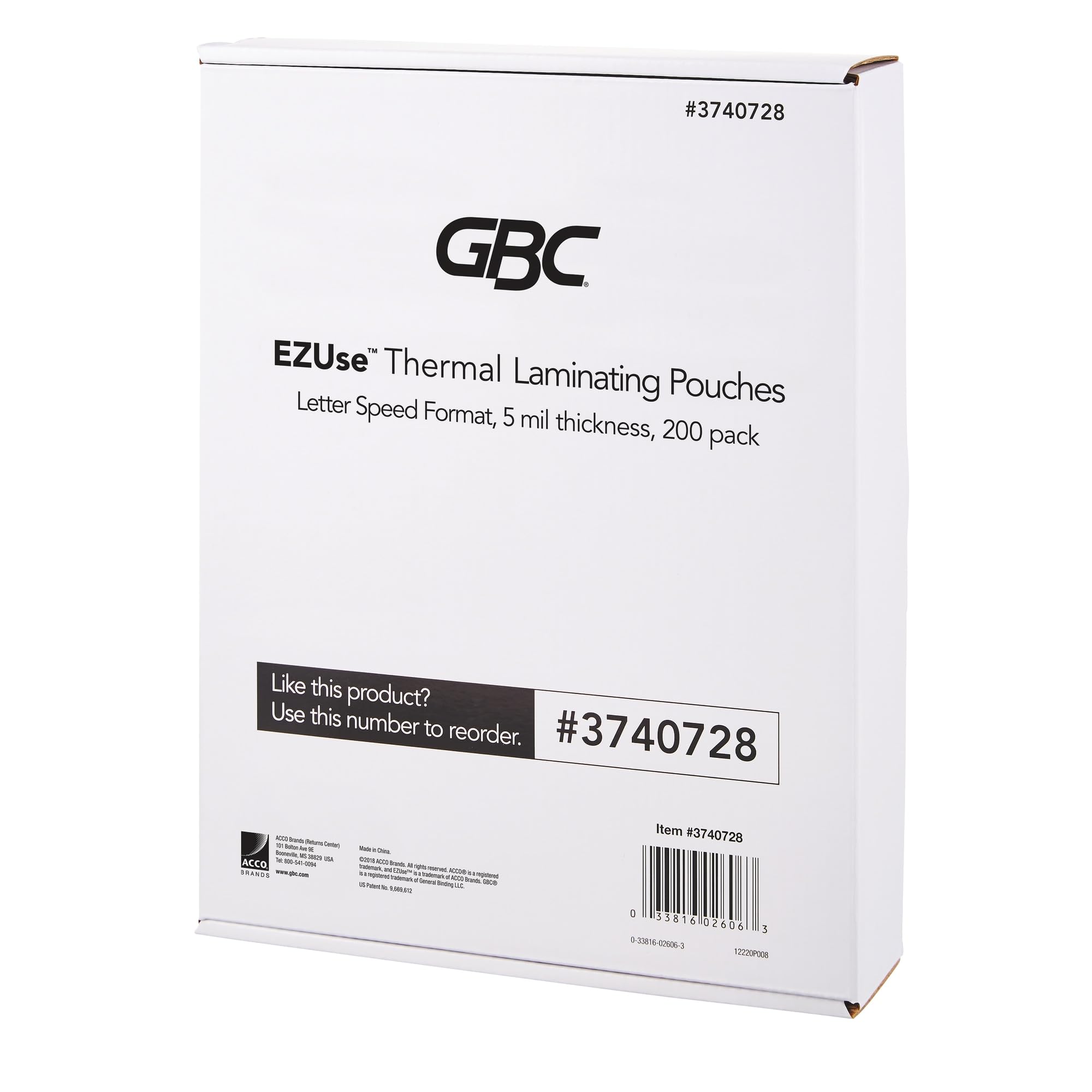 GBC® EZUse™ Thermal Laminating Speed Pouches, 5 mils, 8 1/2