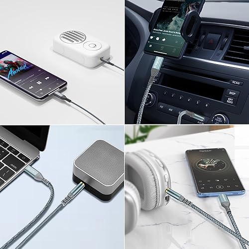 Miniatura 7 de Cable AUX a USB C, USB C a conector de audio de 0.138 in (4 pies), adaptador estéreo de auriculares tipo C a 0.138 in macho a macho, cable de audio