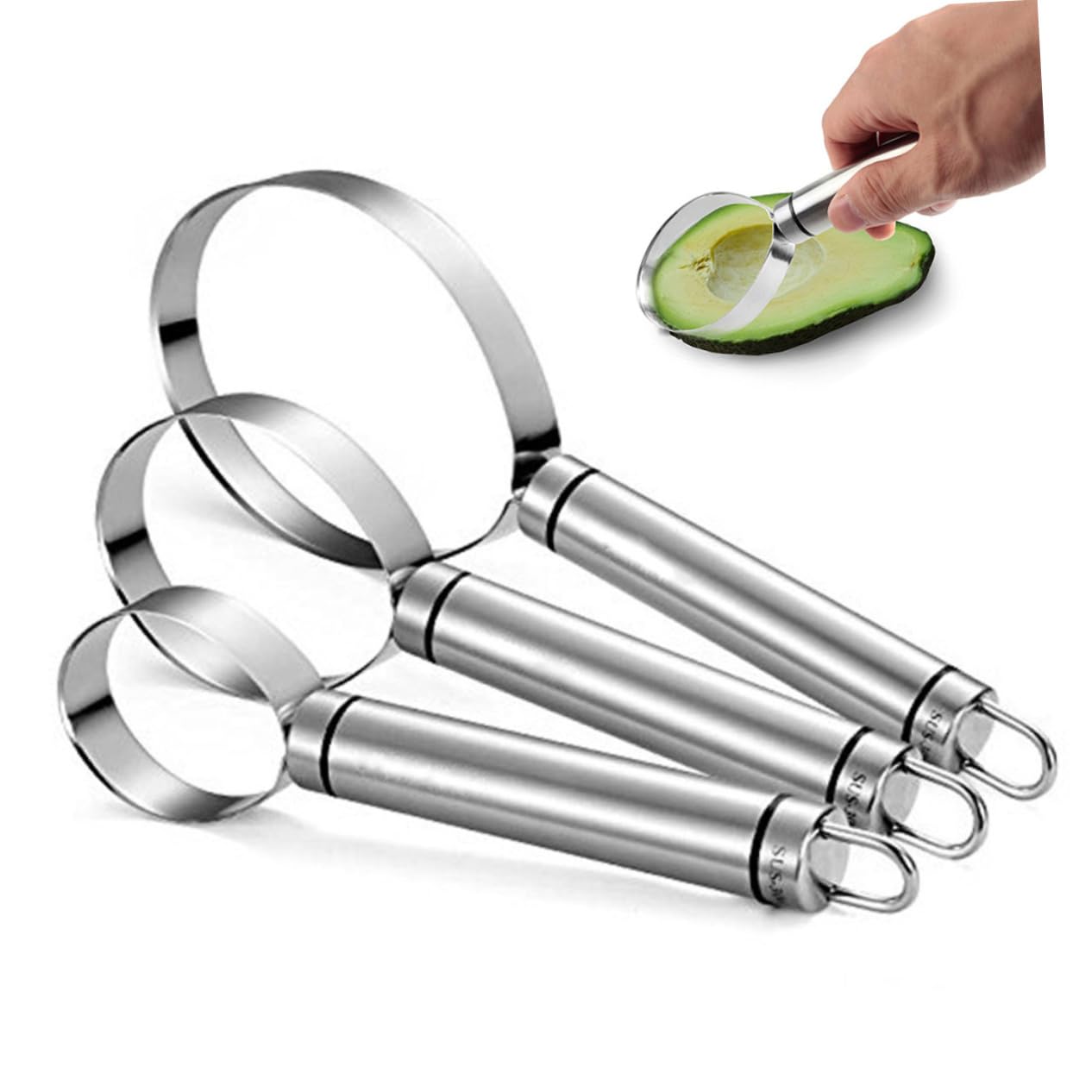 Cabilock Stainless Steel Fruit and Melon Cutters Removers Depulper Set 3 Sizes for Versatile Kitchen Use
