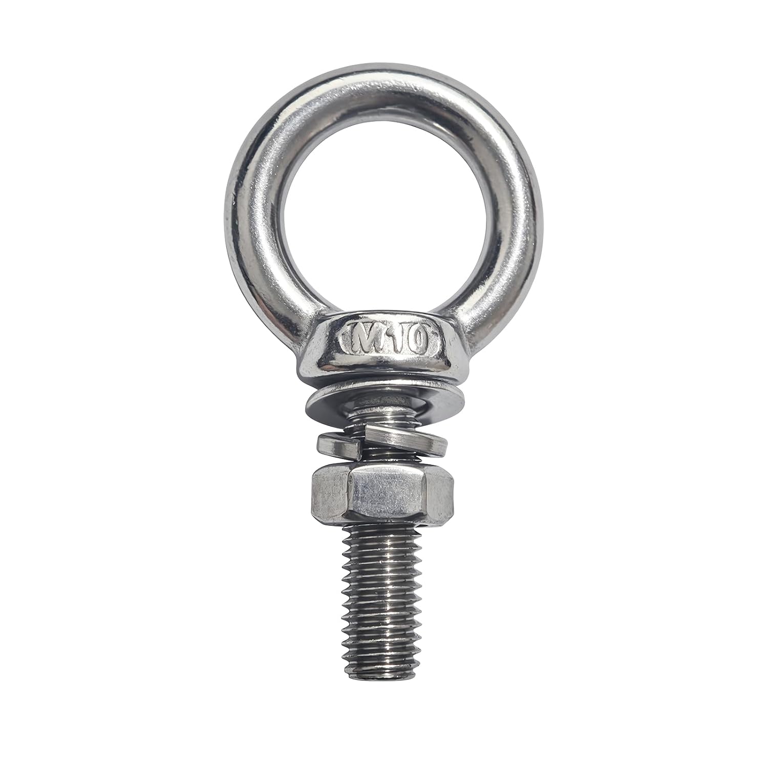 M10 Eye Bolts, 4 Pack 3/8" x 1.37" Stainless Steel Long Lifting Ring Eye Bolt with Nuts & Washers,Heavy Duty Lifting Ring Threaded Eyebolt Kit for DIY, Furniture, Swing and Outdoor Use