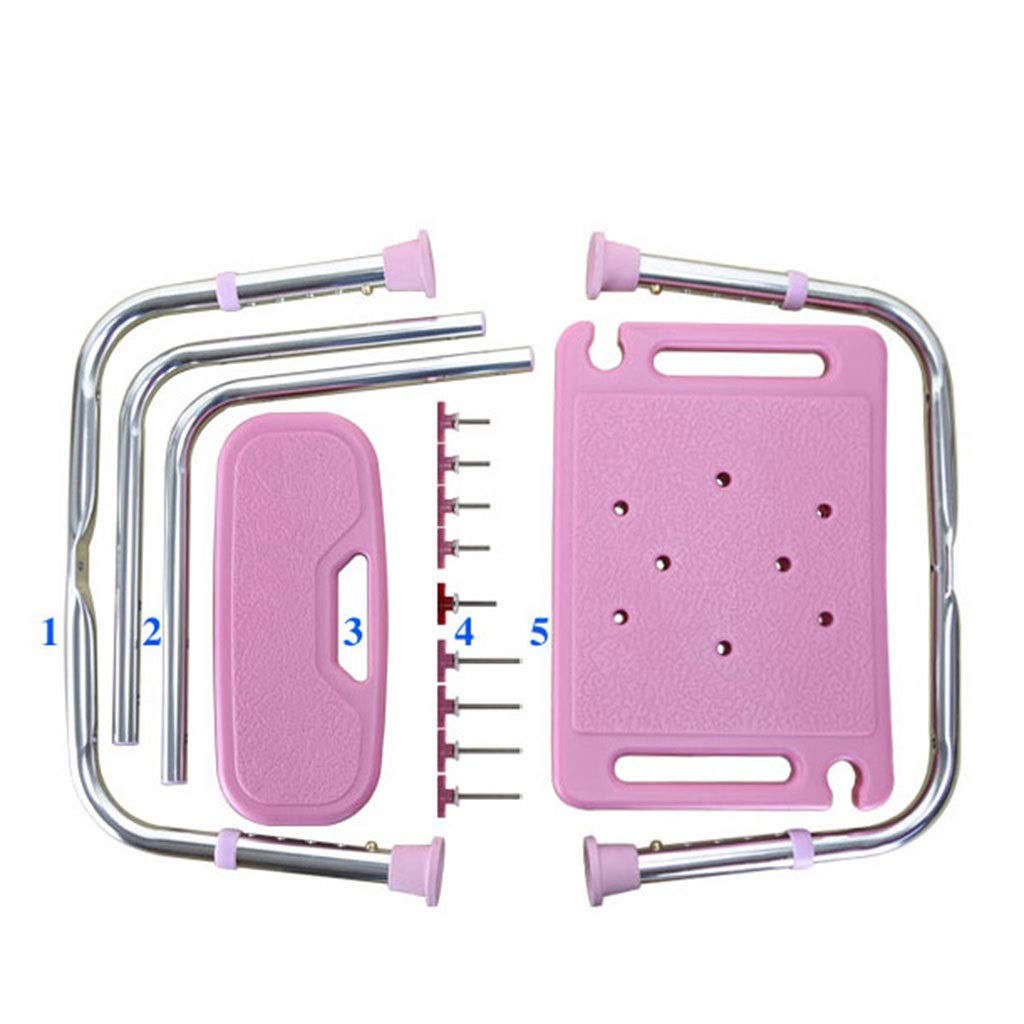 Asiento de Ducha con Respaldo Rosa con apoyabrazos, Taburete de Ducha Antideslizante de Altura Ajustable para Asiento de Ducha para Patas de Aluminio Resistentes para Mujeres Mayores con DIS