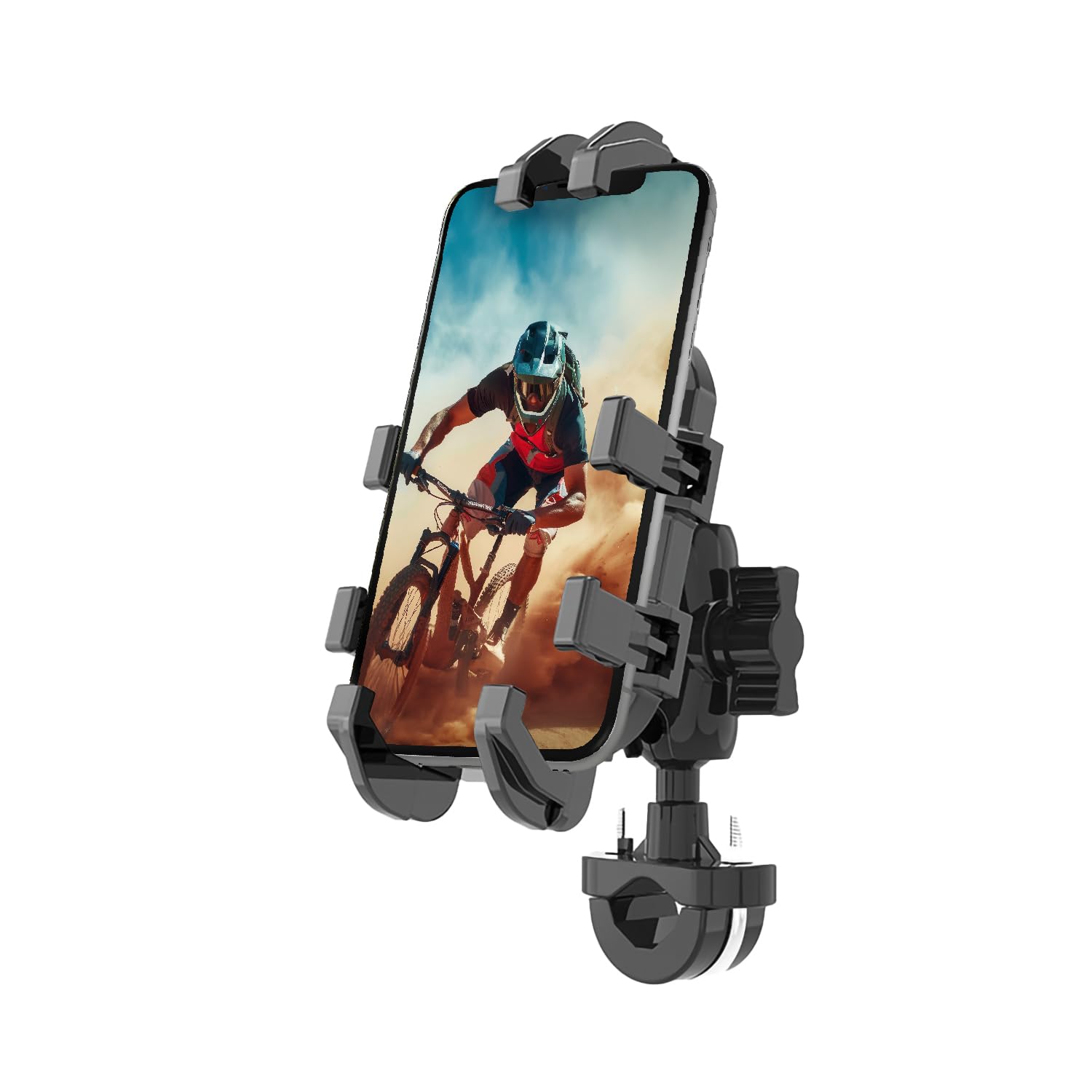 Jinpei Bike Phone Mount Holder - Multi-Clawed Motorcycle Phone Mount, Adjustable Cell Phone Holder, Bicycle Scooter Handlebar Cradle Clip for iPhone 16,15,14 and 4.7-6.8
