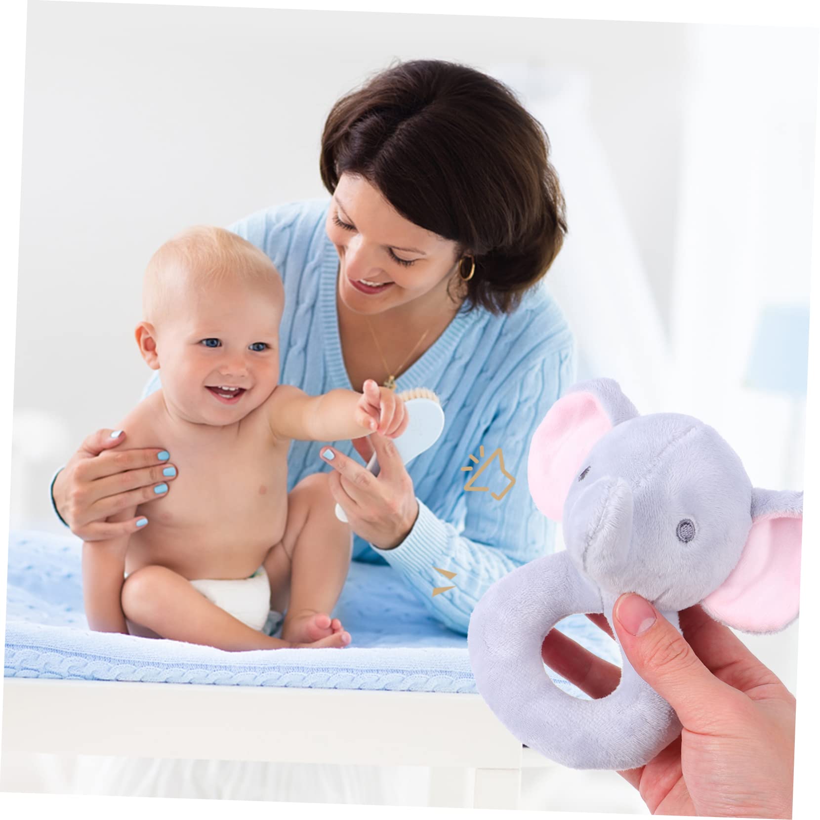 Clochette à Main pour Bébé en Peluche, Éléphant Cartoon, Jouet
