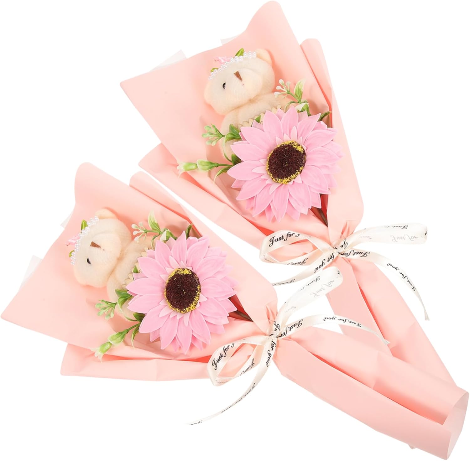 2pcs Rose Bear Bouquet Graduation Flower Bouquet Graduation Graduation Bear Bouquet Flower Plush Bear Toy Bidoof Plush Bouquet Artificial Soap Flower Graduation Season