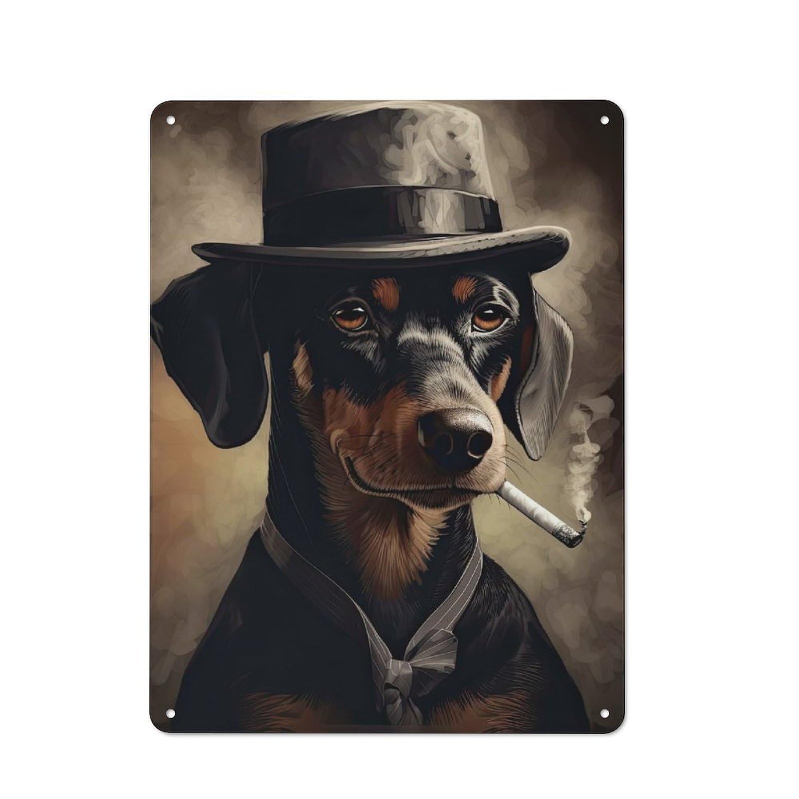 Junmoney Style-19 Dachshund Gangster Suit Retro Metal Sign 40X30cm For Living Room Or Hallway, For Updating Living Room And Hallway After Moving