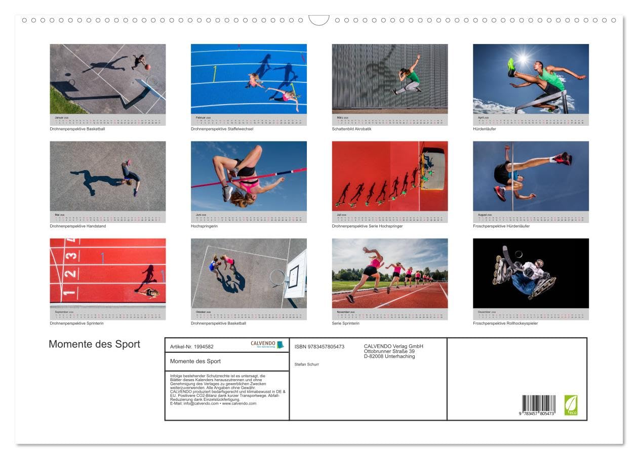 Momente des Sport (Wandkalender 2026 DIN A2 quer), CALVENDO Monatskalender: Sportler aus der Drohnen- und Bodenperspektive (CALVENDO Sport)