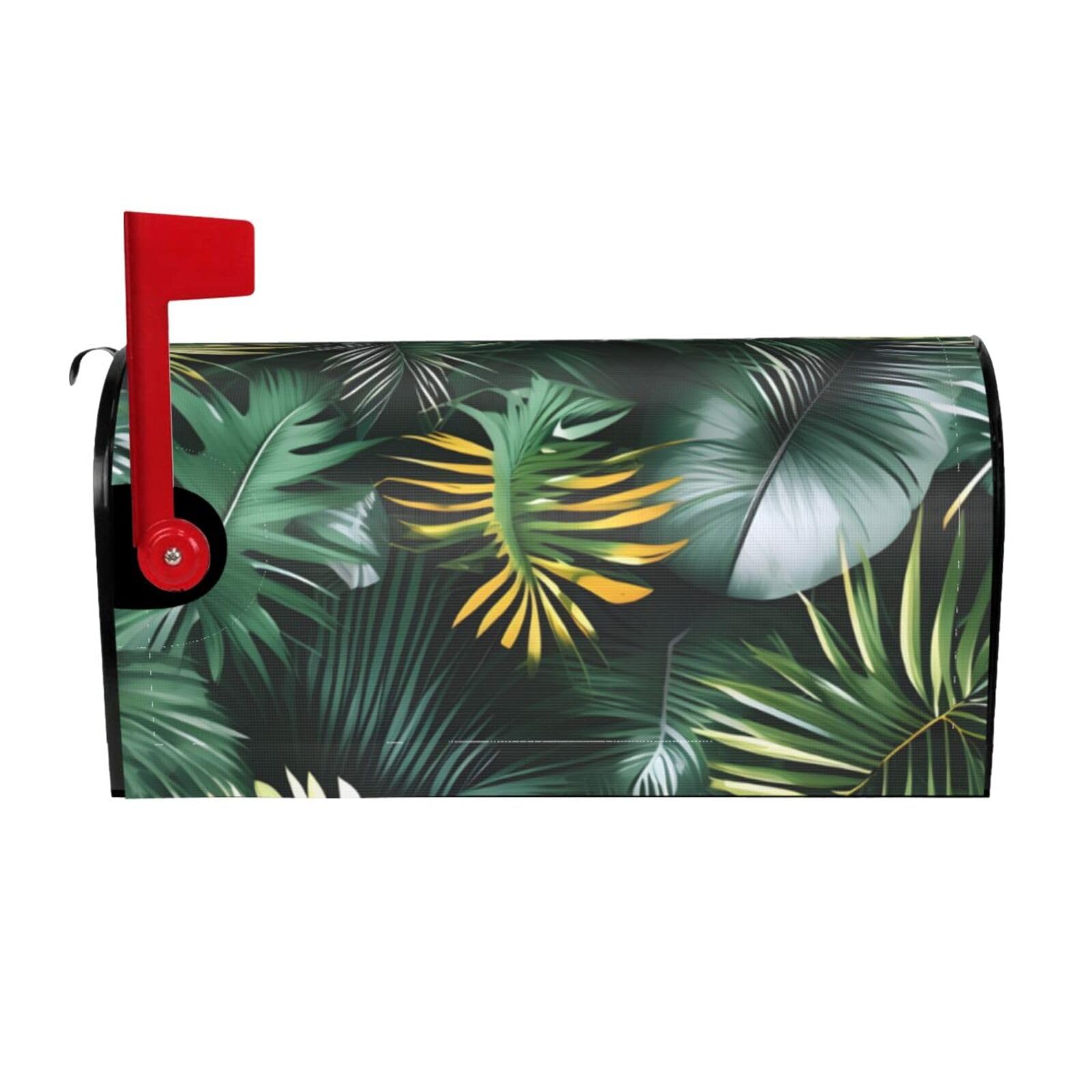 Tropical Palm Leaves Print Mailbox Cover Wraps Post Letter Box Cover Decor For Outside Garden Yard Farmhouse Home