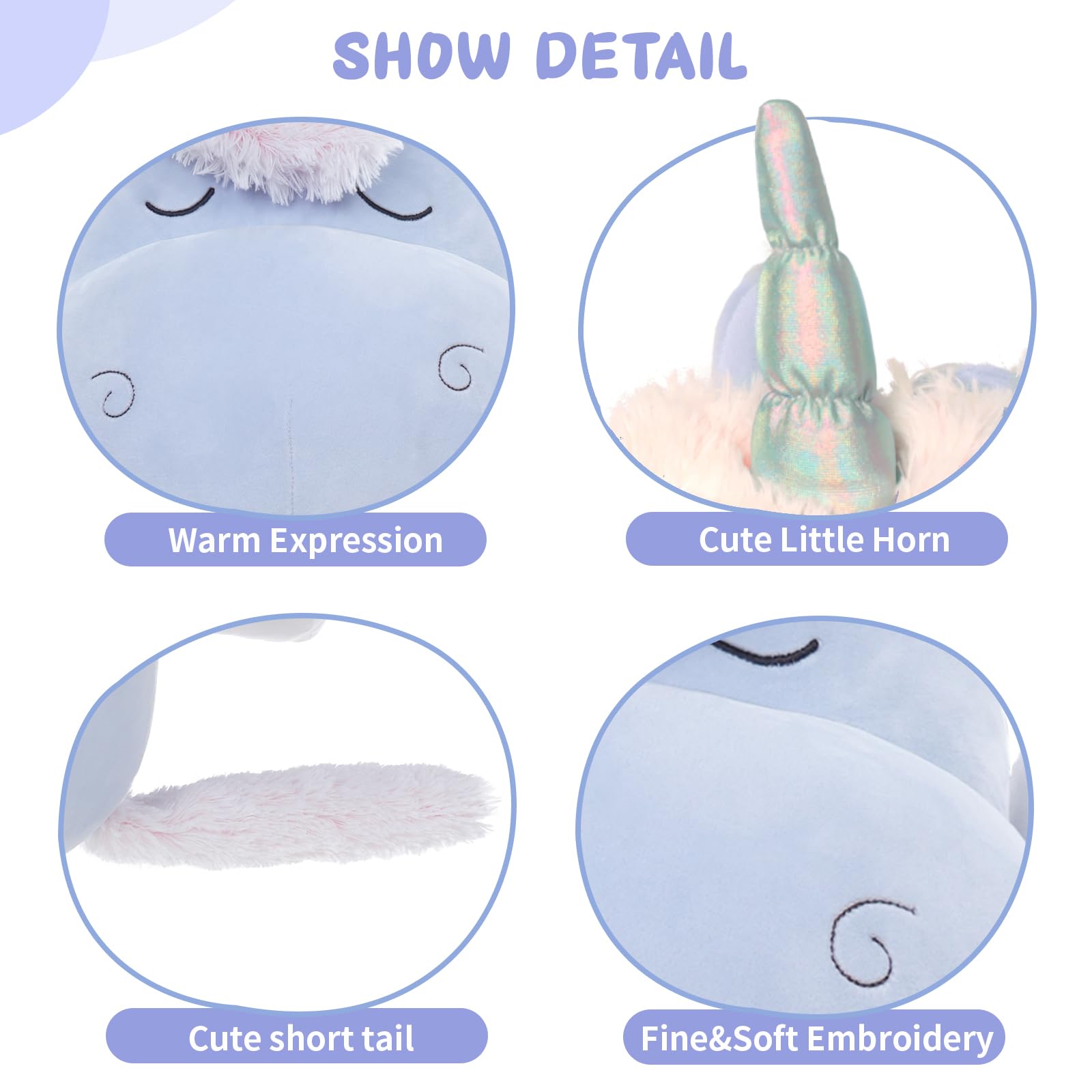 MorisMos Giant Unicorn Stuffed Animal 4 Feet, 51 in Long Plush Unicorn Body Pillow for Girl Boy, Cute Kid Pillow for Adult, Big Hugging Toy Gifts for Girlfriend Women