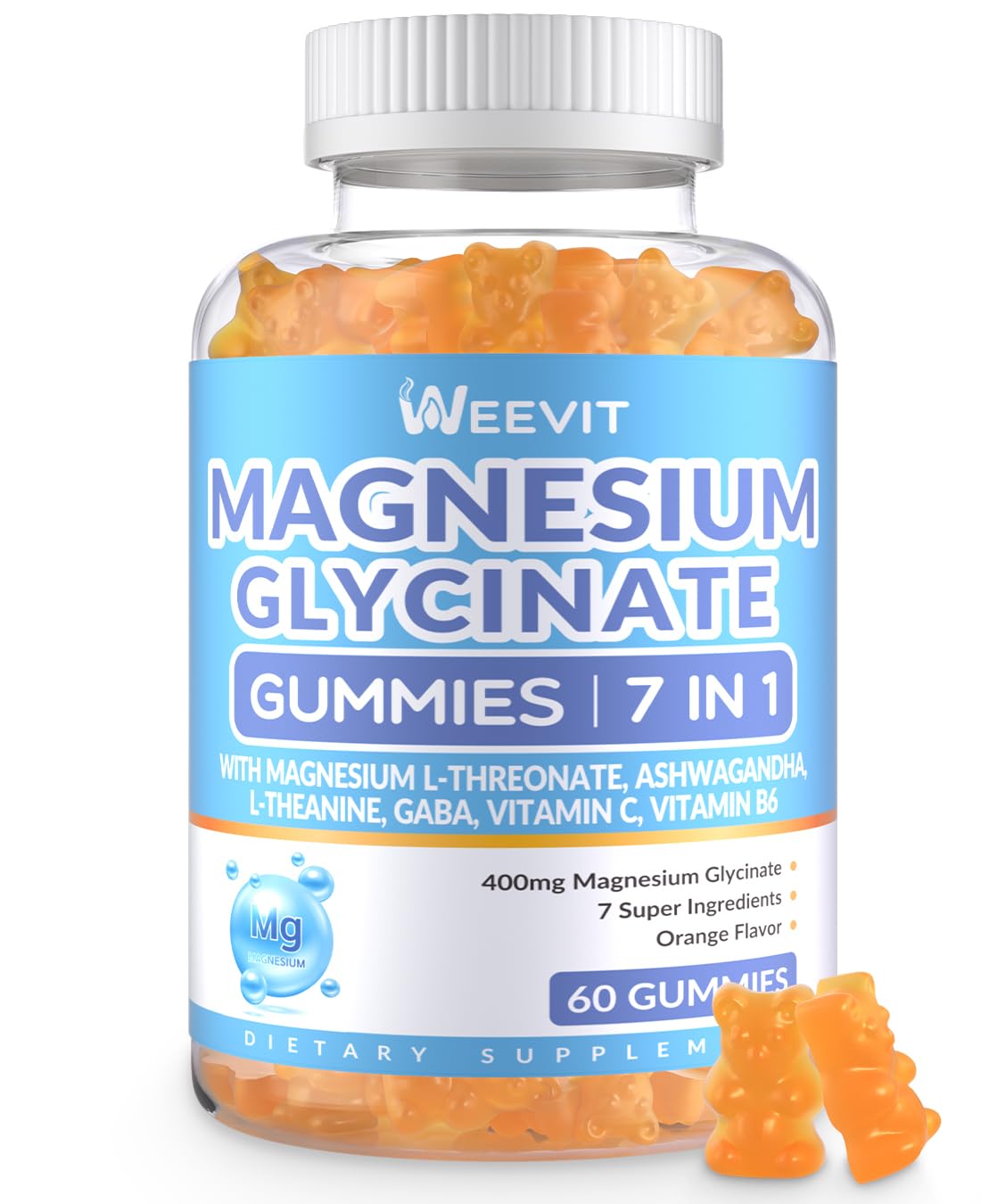 Magnesium Glycinate Gummies, Magnesium Glycinate with L-Threonate, Ashwagandha, L-Theanine, Magnesium Supplements for Women & Men