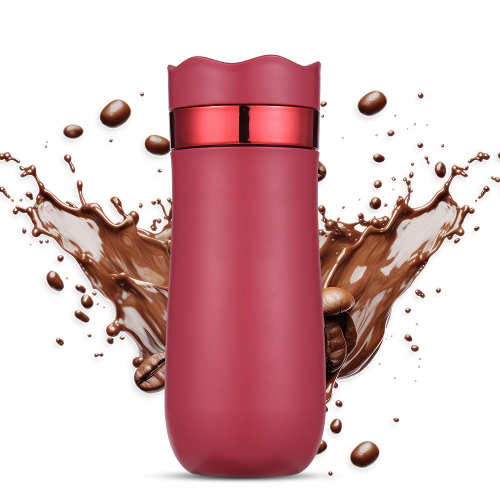Taza de viaje portátil de prensa francesa de 320 ml, de acero inoxidable, con aislamiento de doble pared, para café molido y hojas de té, uso sobre la marcha, sin fugas, prensa de café caliente/frío