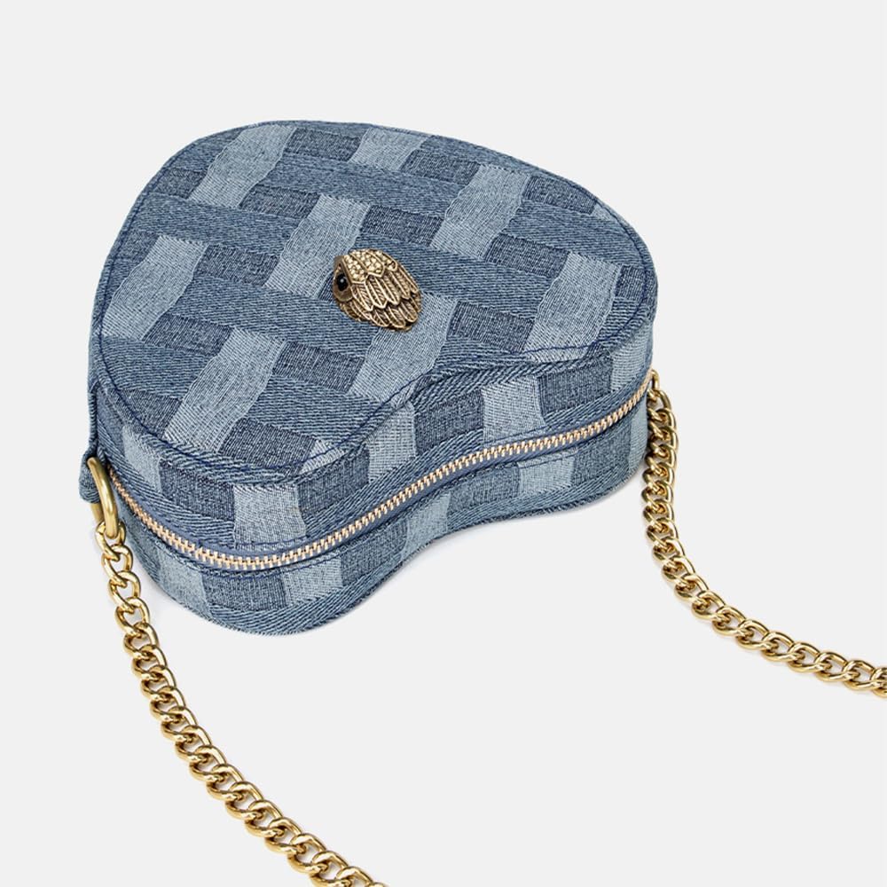 Rejolly Heart Shaped Purse for Women Crossbody Bag Metallic PU Leather Shoulder Bag with Chain Strap - Image 9