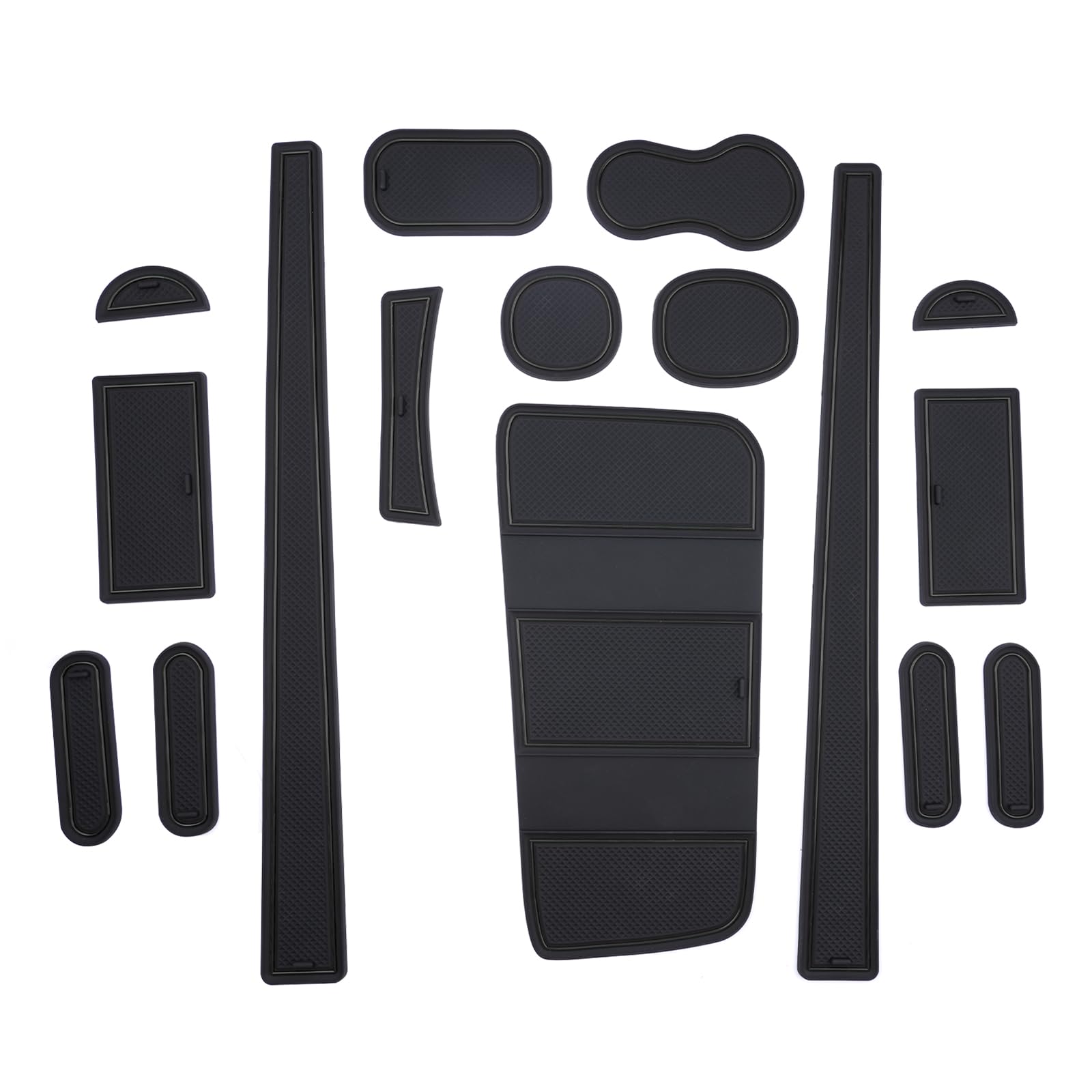 GAFAT Compatibile con Fiat Panda City Cross/Hybrid 2021-2024 2025 Tappetini Antiscivolo in Gomma, Panda Cross 2023 Tappetini Console Centrale, Cuciture della Porta, Panda Accessori [Non per 4X4](Nero)