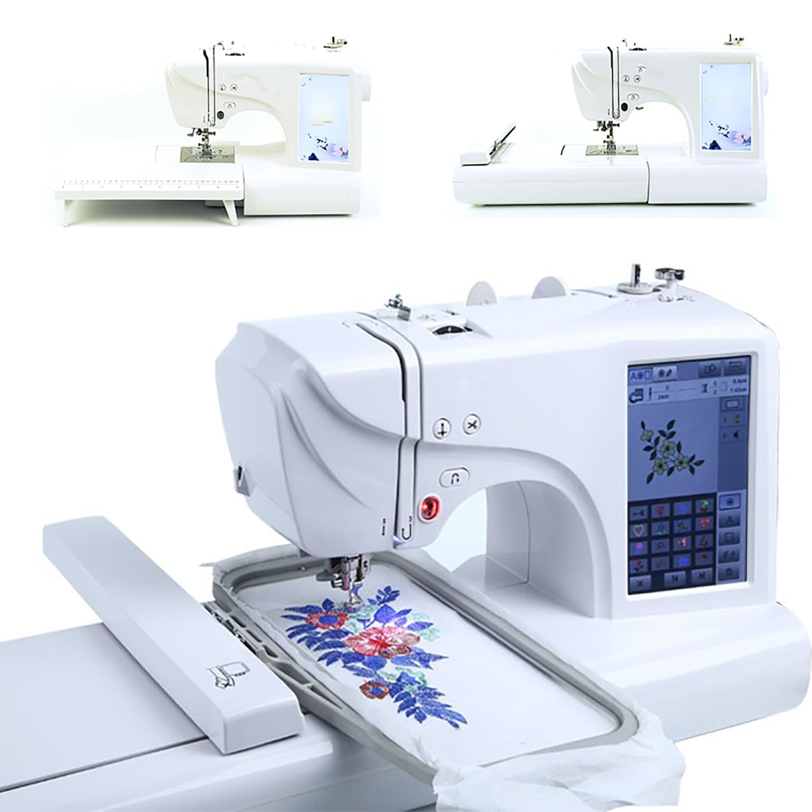 Embroidery Sewing Machine with 7-Inch Lcd Touch Screen, Embroidery Area10 x 23.5cm and 10 x 10cm, Embroidery Machine for Clothing, Hat, Quilts, Crafts
