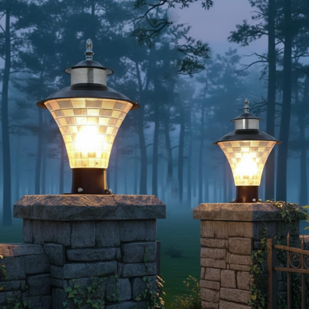 Lyse Decor Waterproof Main Gate Light, Outdoor Gate Lamp for Home, Garden Decor, Outdoor Decorative Lamp, Pole Lighting Lamps Home Main Door Light Outdoor Lamp Pillar (Pack of 2)