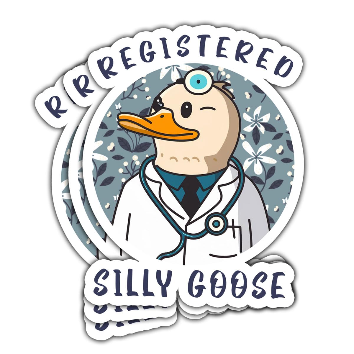 (3 Pcs) Registered Silly Goose Holographic Sticker Funny Goose Sticker Waterproof Vinyl Decal Stickers for Laptop Water Bottle Tumbler Phone Case Hat