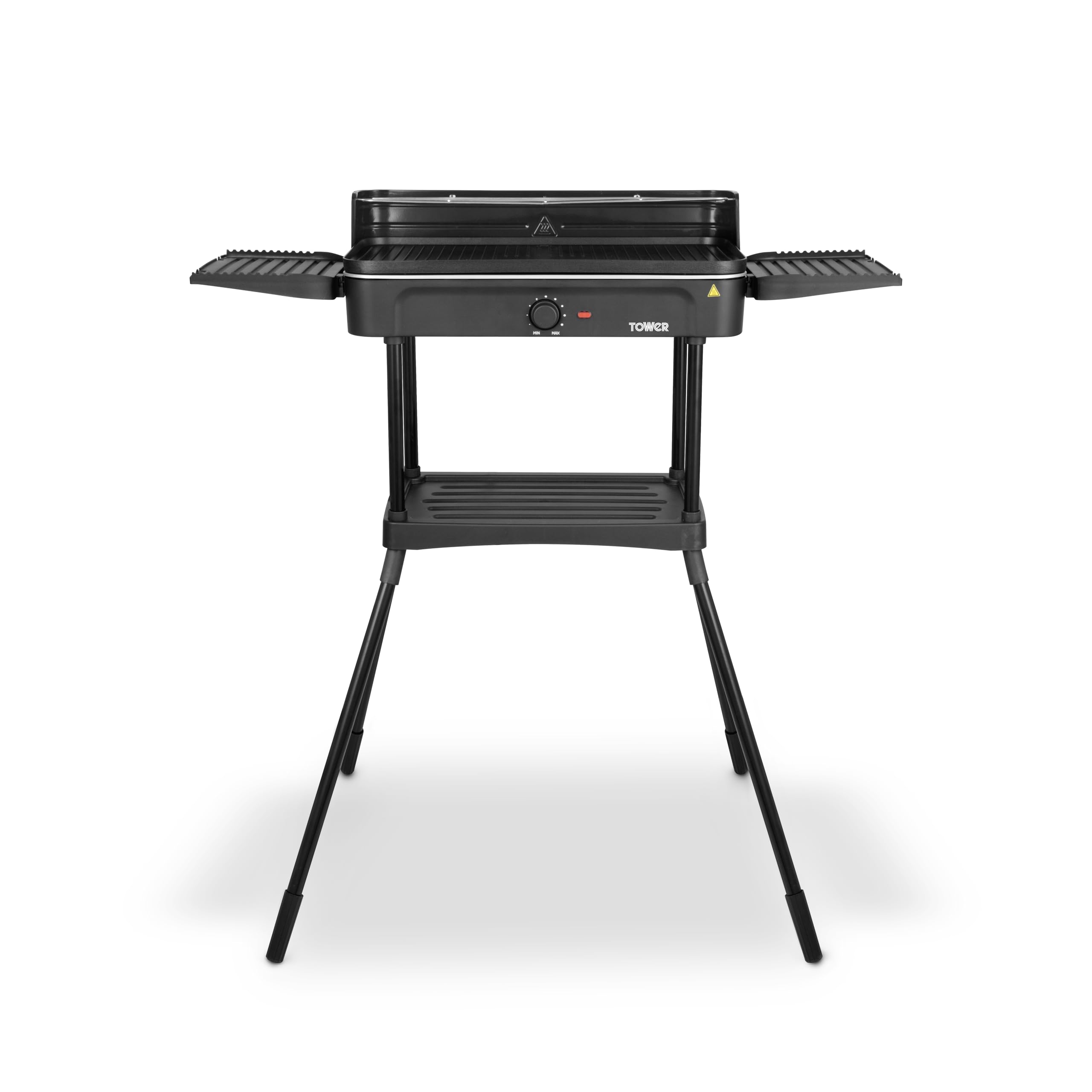 Tower Standing Outdoor/Indoor Electric BBQ Grill, Temperature Controls, Stainless Steel, Easy Clean, Non-Stick Plate, 2200W, Black, T14054