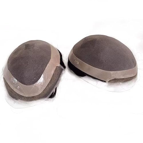 Miniatura 6 de NLW European human hair toupee for men Mono base with lace front hair replacement system 6x8" Straight hair pieces for men prosthesis units #1b