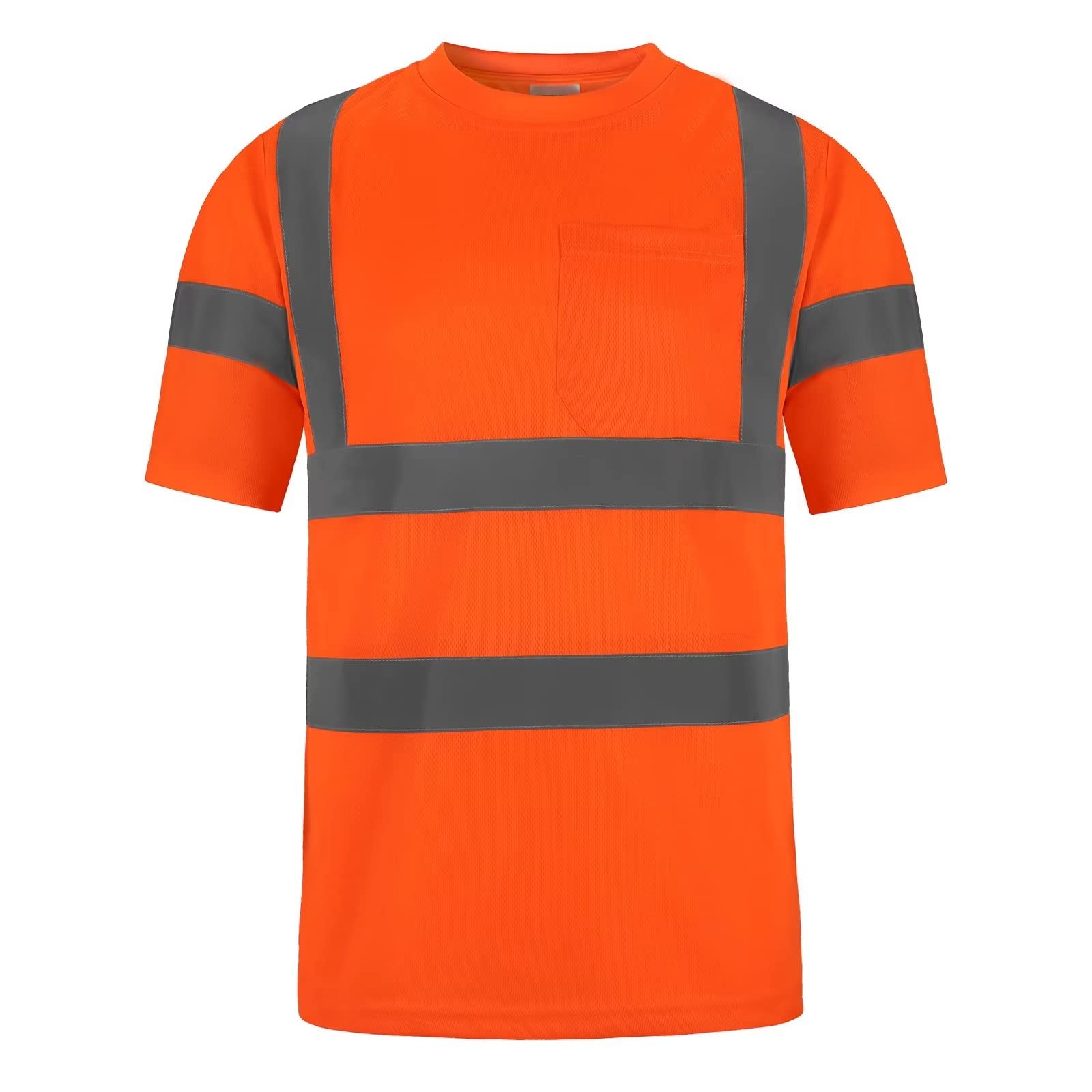 DPSAFETY High Visibility Class 3 T Shirts，Hi Vis Safety Shirts with Reflective Strips and Pocket, Short Sleeve Quick Dry Mesh Construction Work Shirt
