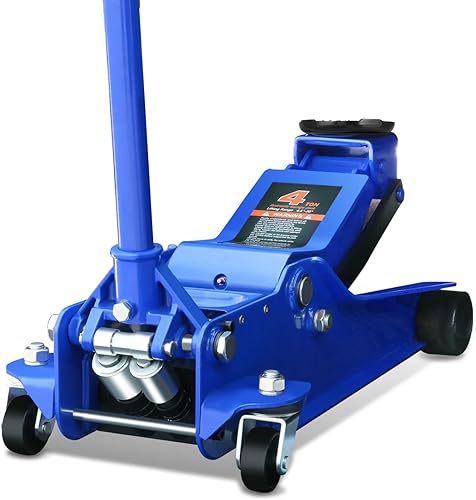 Auto Dynasty Gato de piso de perfil bajo de 4 toneladas, gato hidráulico de acero resistente para automóvil con bomba de elevación rápida de