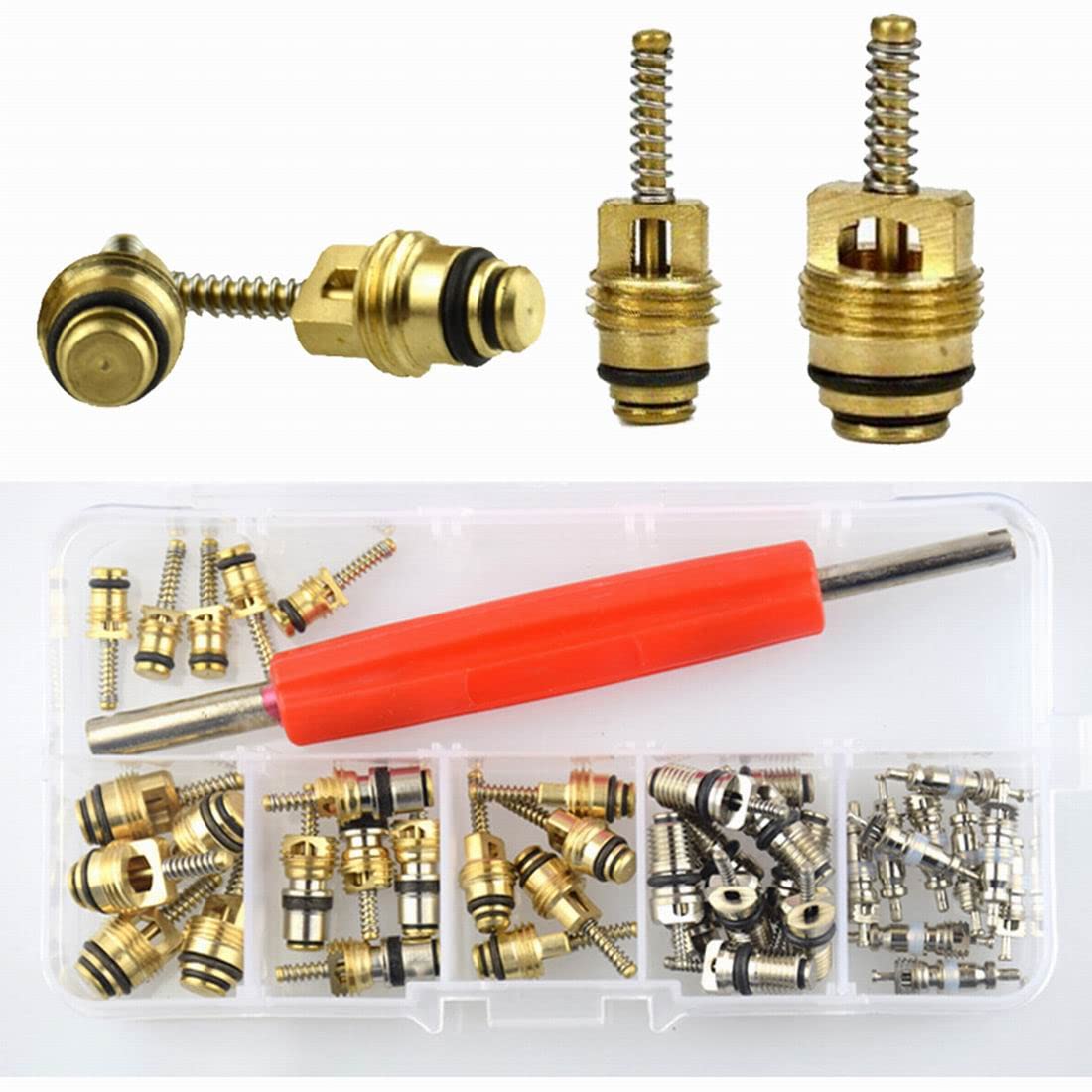 Lasuroa Kit D'outils De Noyau De Valve De Pneu, Comprenant 5 Clés 4 En 1 Et Double Tete Simple Et 30 Noyaux De Valve En Cuivre Pour Reparation De Voiture Velo Camping Car Camion Cvc