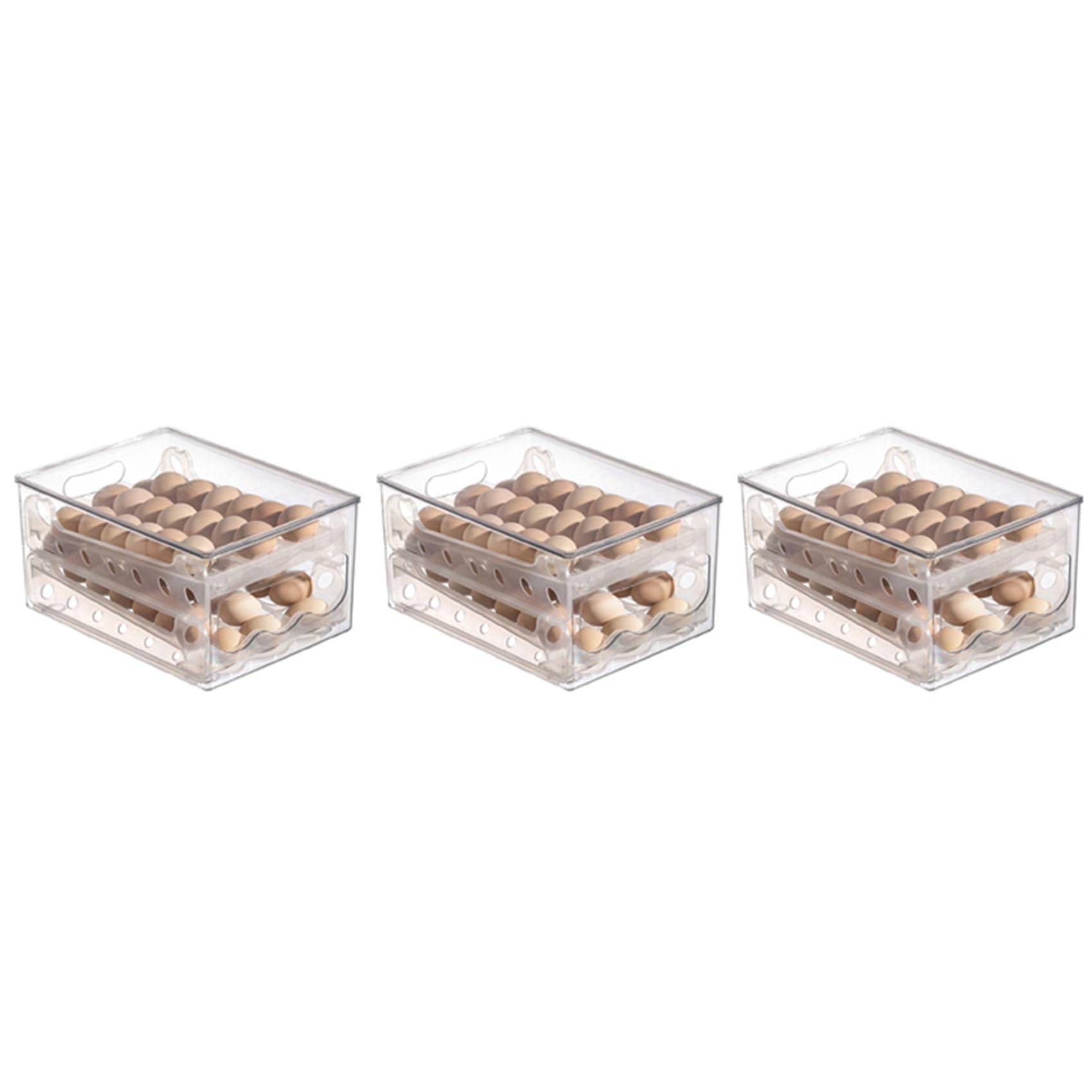 Hndhbfgrt 3X Slide Eggs Storage Box Egg Holder Container Refrigerator Drawer Stackable Food Eggs Box Kitchen Fridge Organizer
