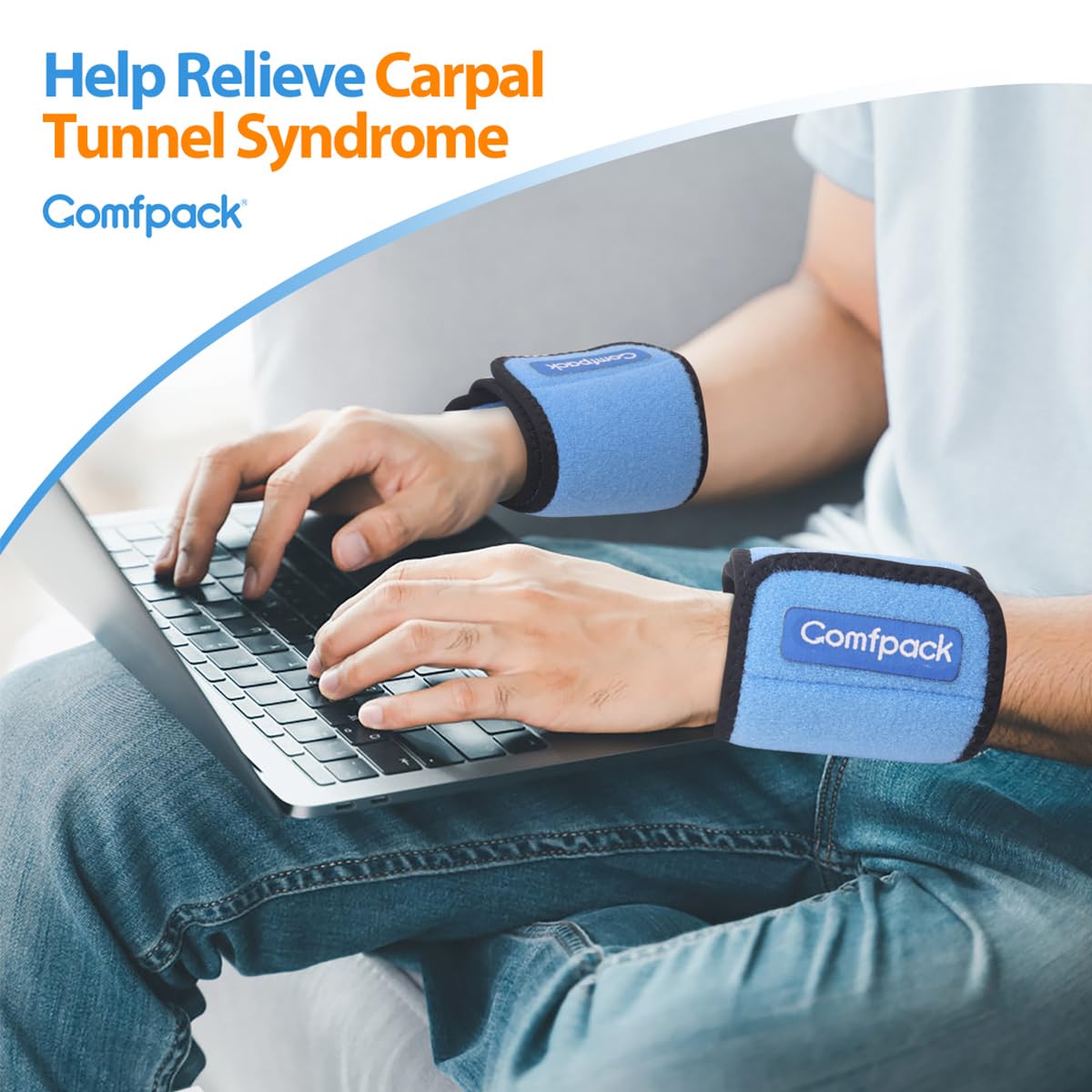 Comfpack Cold Therapy Wrap with 2 Packs & 2 Sleeves for Pain Relief, Reusable Gel Ice Packs for Foot Plantar, Wrist, Ankle, for Sprains, Muscle Pain, Bruises, Injuries, Blue