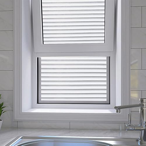 Miniatura 6 de Película de ventana con patrón de persianas, película de privacidad esmerilada, calcomanías decorativas de vinilo para ventana, se adhiere estática,