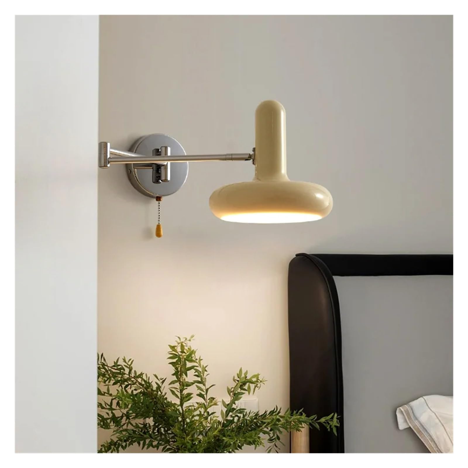 HXYSXHJUO Swivel Wall Lamp with Plug-in Cord Modern LED Lights Bedroom Bedside Rotary Reading Sconce Pull Wire Switch, Pendant Light
