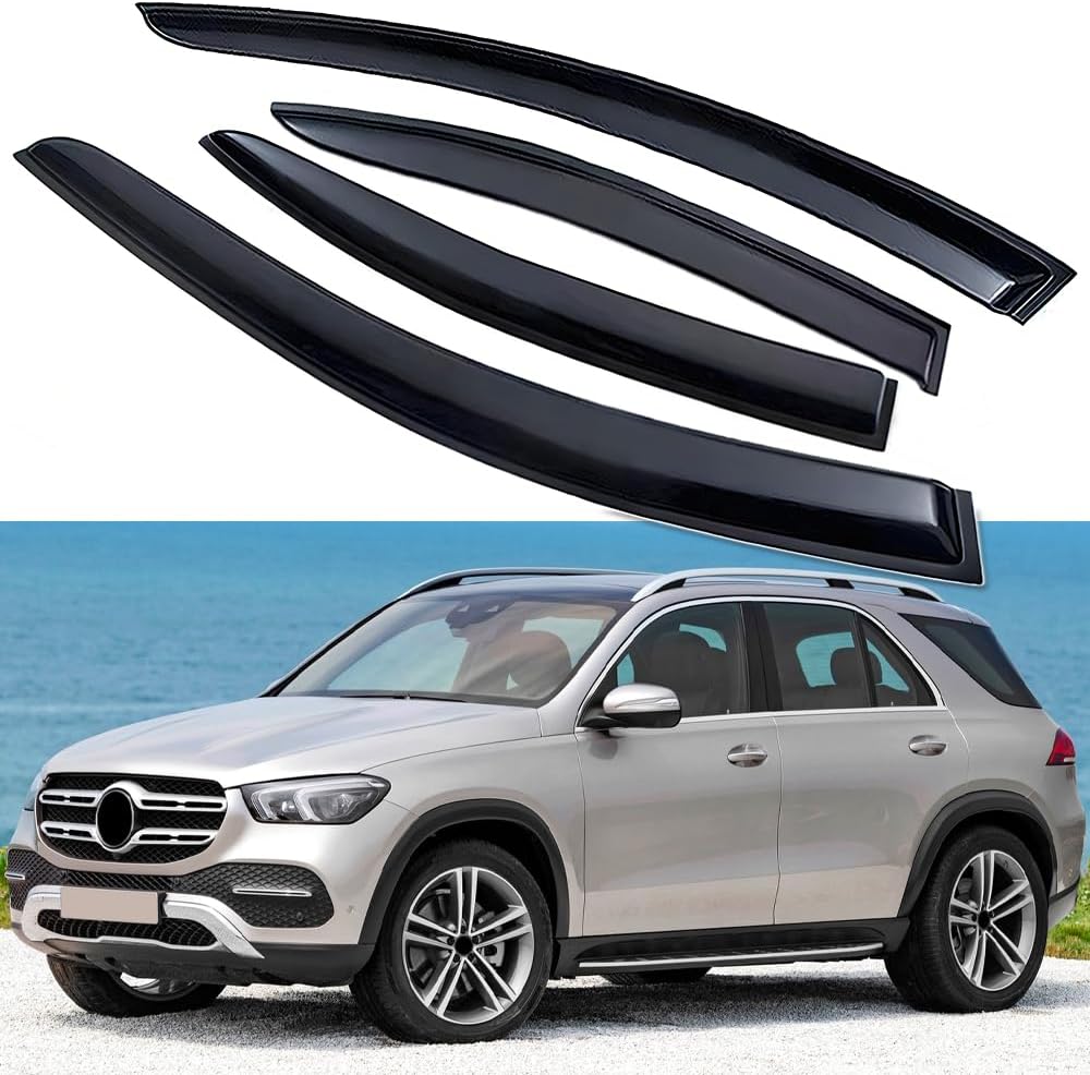 Wind Deflectors Rain Guards Compatible with 2020-2025 Mercedes-Benz GLE-Class GLE350 GLE450 GLE580 GLE53 GLE63, Sun Shield Window Visors, Tape-On Black