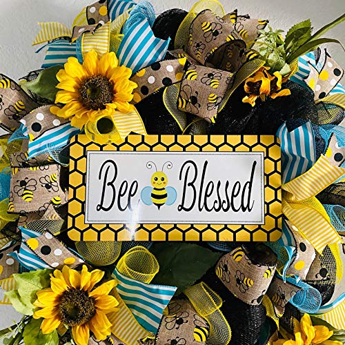 image for EZ Tuxedo Bee Sunflower Wreath,Artificial Garland Hanging Pendants Orn