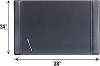 Vista 9 de Dacasso Almohadilla de escritorio con riel lateral de cuero negro de 38" x 24