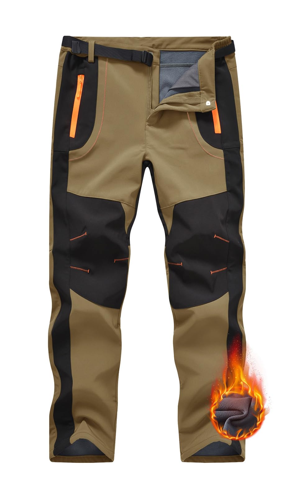 Rdruko Pantalon de ski pour homme - Imperméable - En softshell - Coupe-vent - Pantalon de randonnée - Doublure thermique - Avec poches