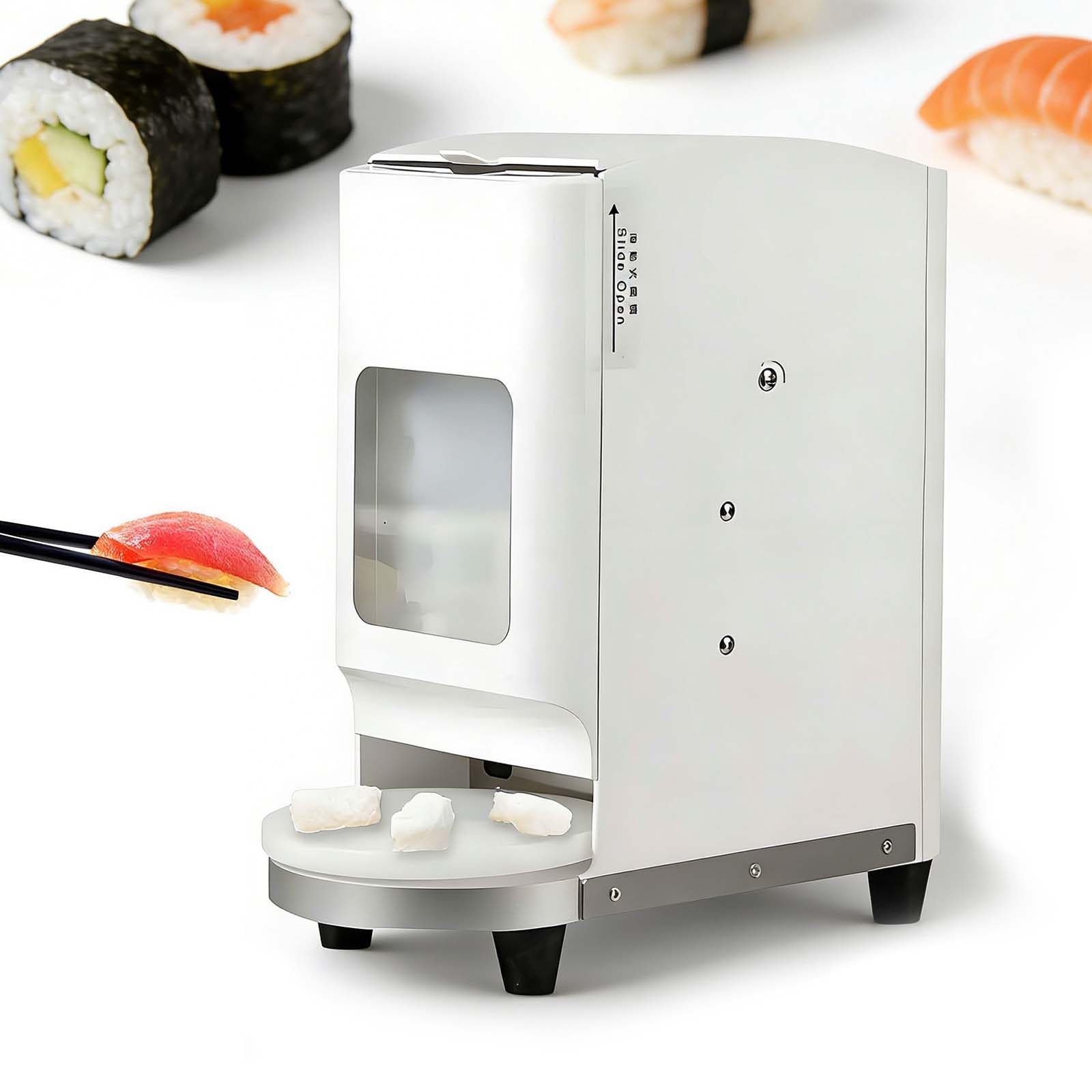 Macchina Automatica Professionale per Sushi, 1200 Pz/H, Pausa Automatica A Infrarossi, Densità del Riso Regolabile, Tramoggia da 1 kg, Base Girevole Salvaspazio 20g