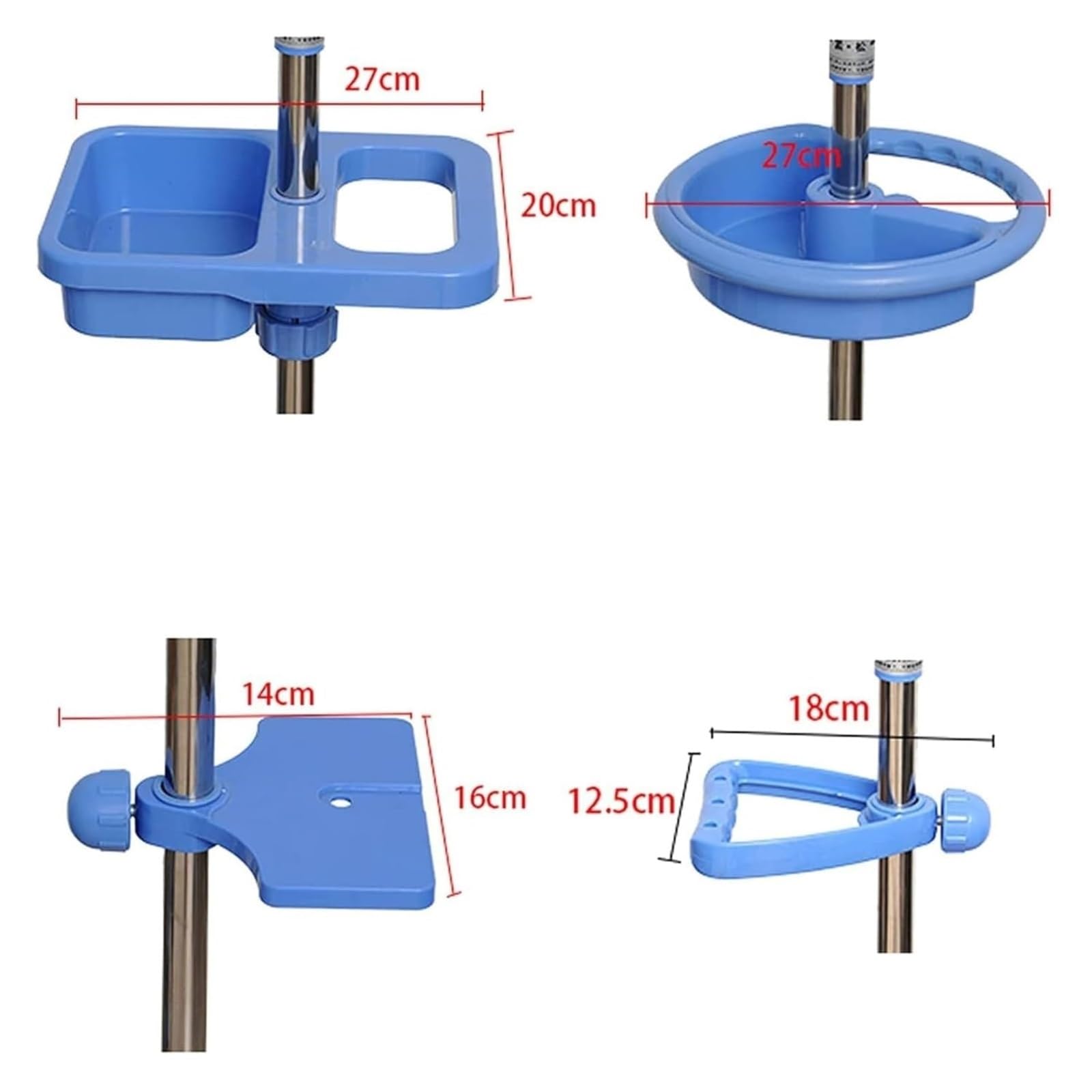 Portasueros médico con ruedas de acero inoxidable Soporte para suero | Altura ajustable for hospital, práctica de infusión en el hogar, 4 ganchos