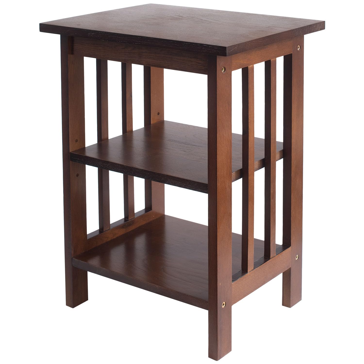 Aurotrice OAK Side Table 2 Storage Shelves Night Table End Table Grid Frame Rural Style 40 x 30 x 54 cm Large space