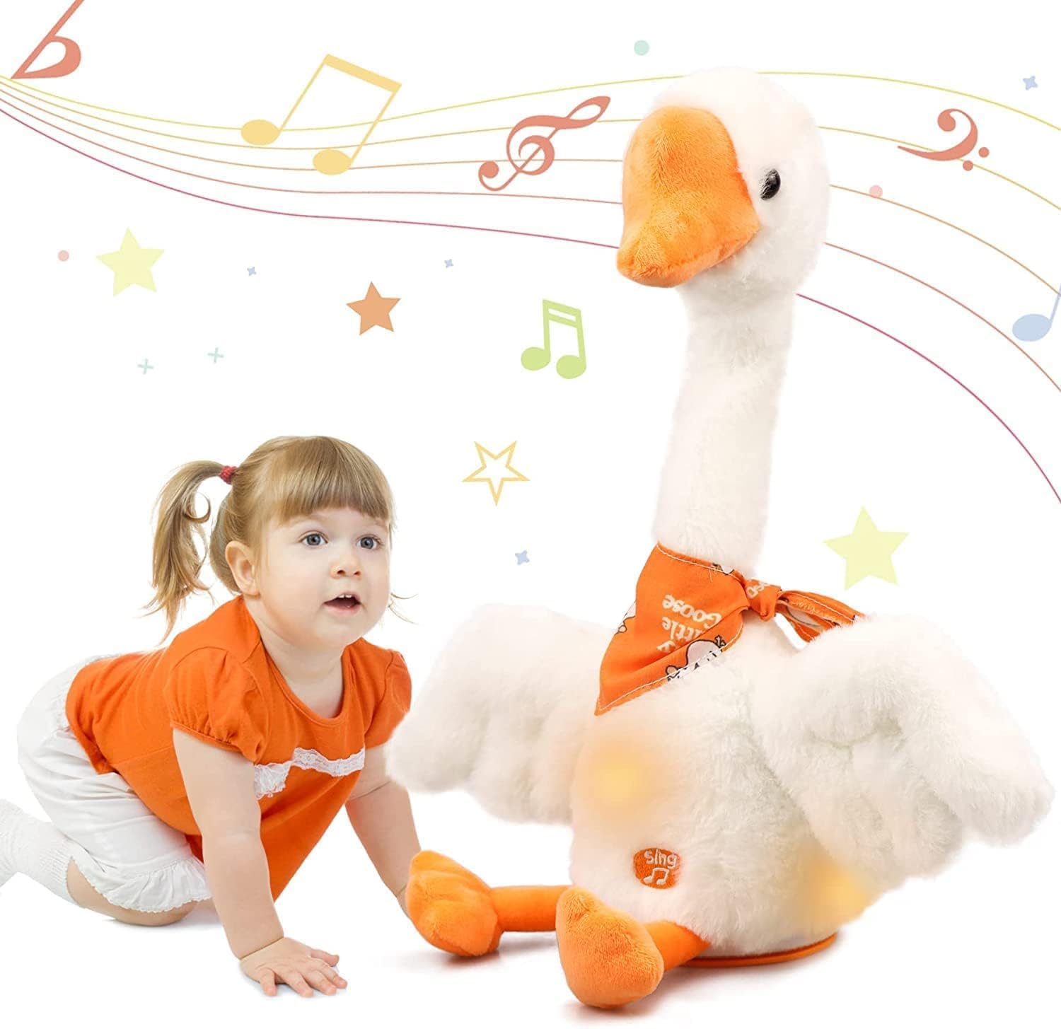Shinetoy Entertain Kids 13" Talking Dancing Duck, Repeating What You Say Mimicking Recording Plush Baby Toy Musical Hindi Song Singing Talking Of Lighting Up Toy For Boy Kid, White (B0CMN6VX71) Amazon Price History, Amazon Price Tracker