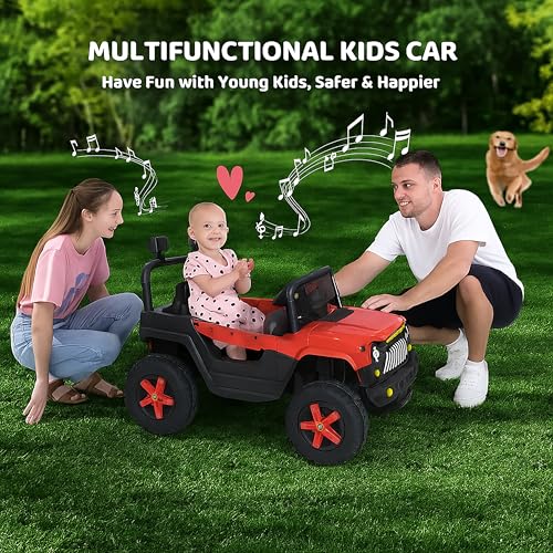Image of Wishmaster Kids Electric Ride-On Jeep Car 12V Battery Powered Toy Vehicle with Big Wheels, LED Lights, Music System & Parental Remote - Off-Road Style for Boys & Girls