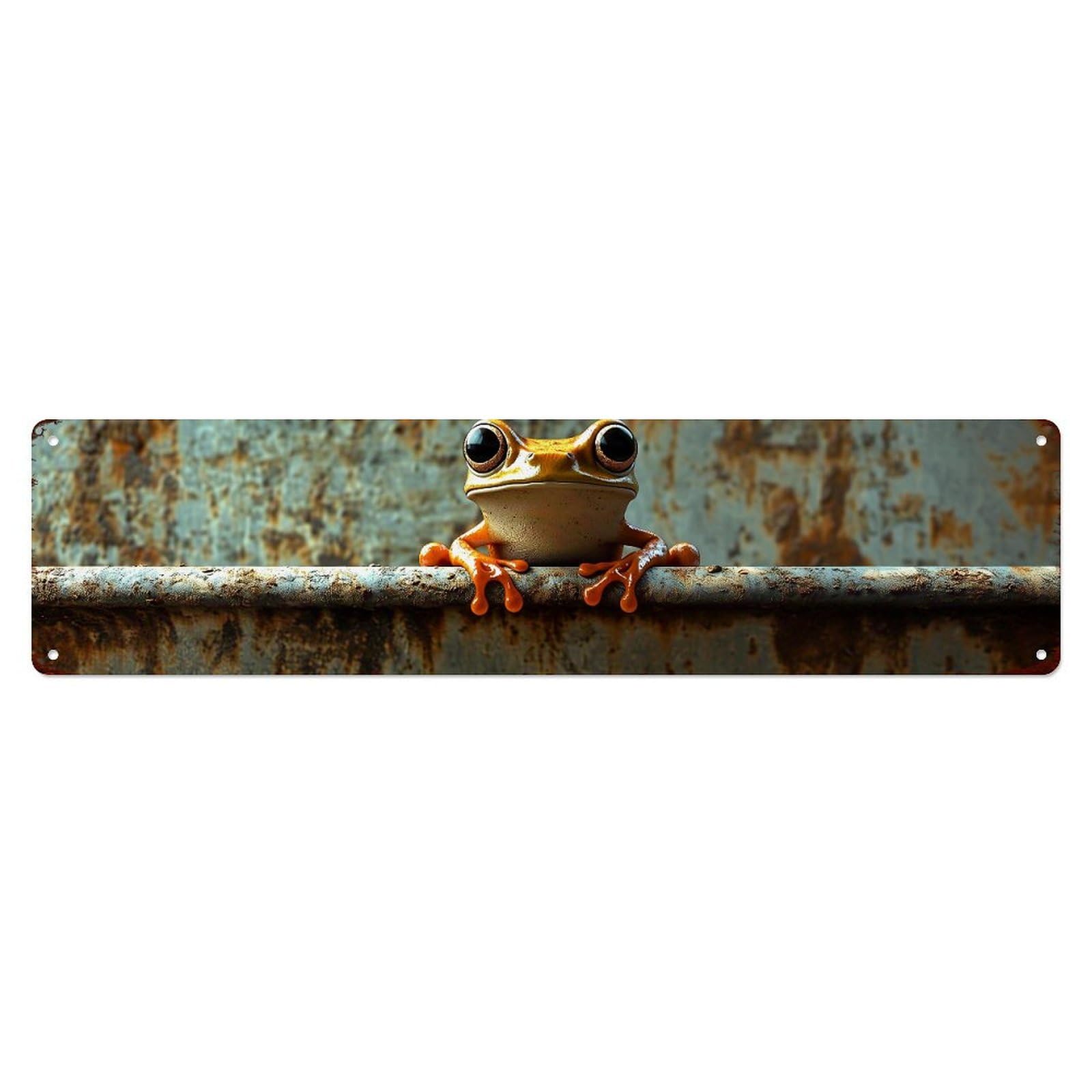 Jdyansheng Vintage Frog On Rusty Metal Surface Tin Sign Metal Poster Metal Signs For Home Man Cave Bar Cafe Kitchen Laundry Room Wall Decorations 4X16 Inches