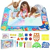 lecylanker tappeto magico bambini 120 x 90 cm, tappeto acqua bambini grandi, tappeto doodle magico per bambini da 2-7 anni - giocattolo educativo/regalo per bambini (oceano)