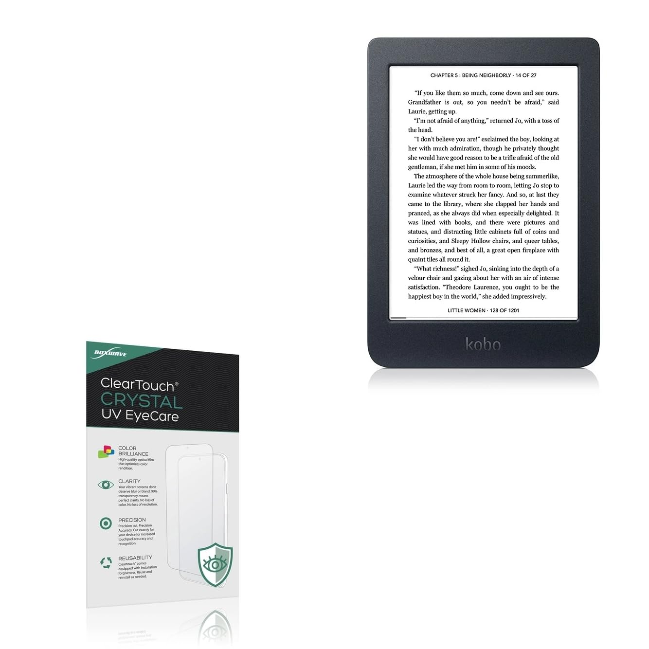 BoxWave Screen Protector Compatible With Kobo Nia - ClearTouch Crystal Anti-UV EyeCare (2-Pack), Filters out Harmful Blue Light Reduce Fatigue