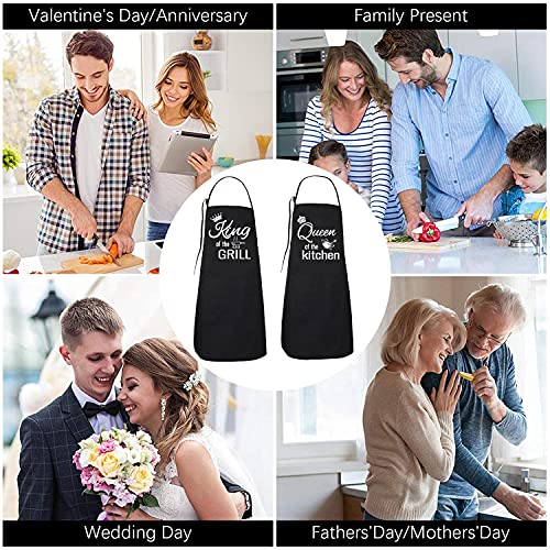 Funny Husband & Wife Apron Set,Balck Aprons With 2 Pockets-Kitchen Couples Gift Set For Engagements,Weddings, Anniversaries And More-Valentine's Day,Christmas,Thanksgiving-Bbq Grilling Cooking Apron #TOP2
