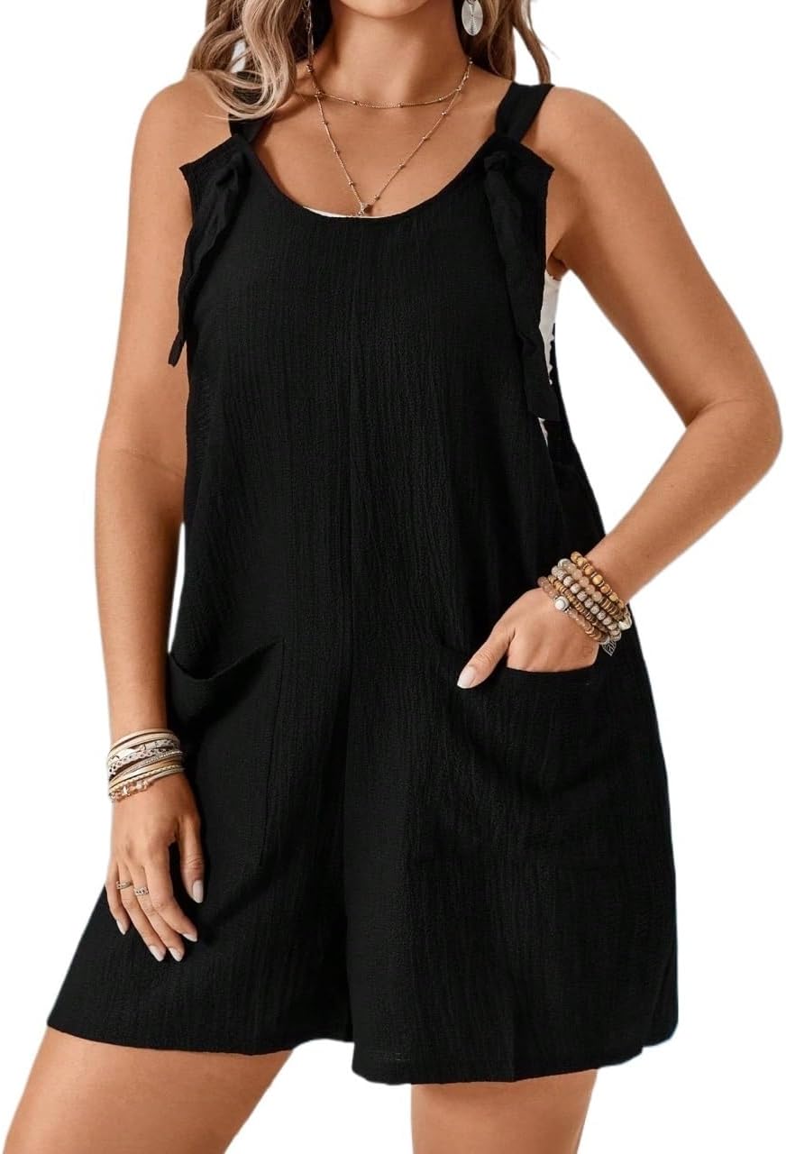 Rompers for Women Summer 2026 Plus Size Loose Jumpsuit With Straps And Double Pockets
