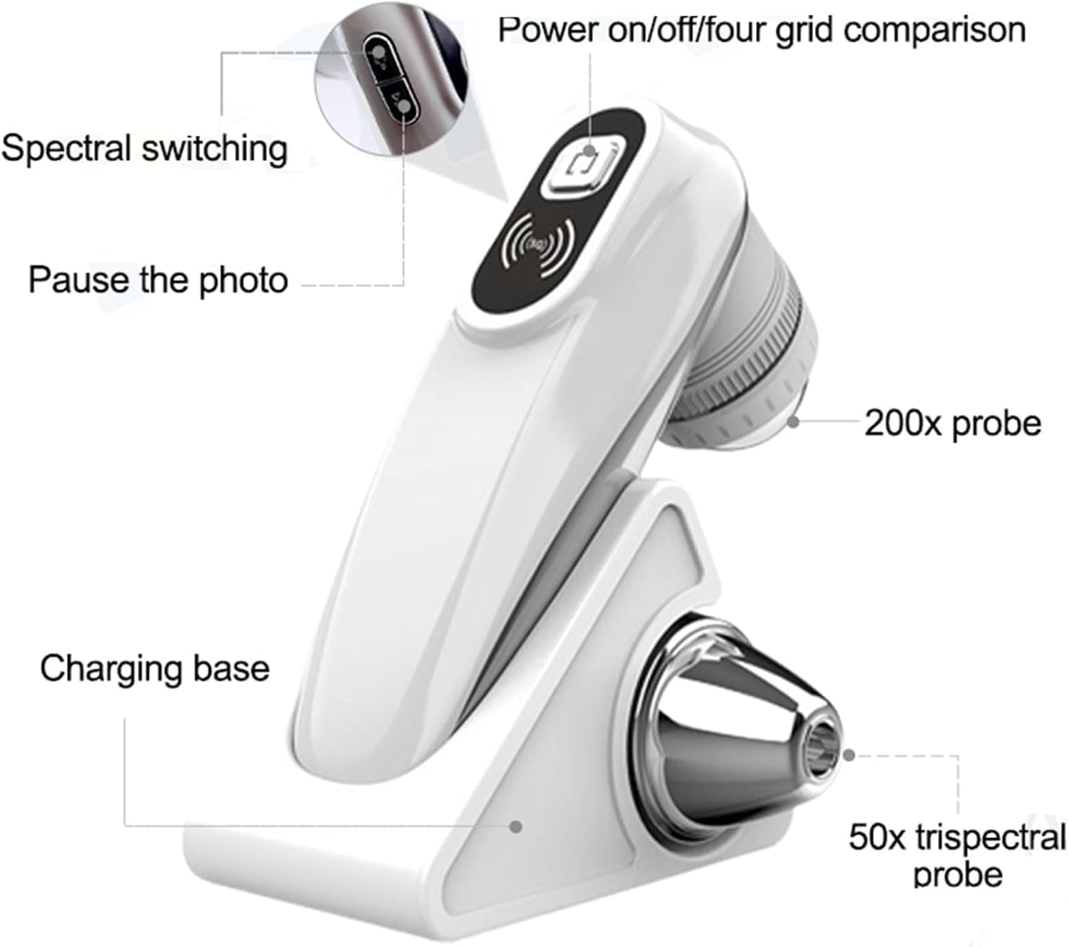 Analizador de piel recargable, escáner de pelo con pantalla LCD, detector digital de humedad y microscopio del cuero cabelludo para belleza y uso doméstico