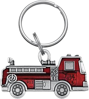 DANFORTH â€“ Red Fire Truck Keychain â€“ Handcrafted Pewter Firetruck Keychain â€“ 2 Â¼â€, Made In USA