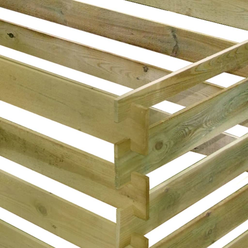 Compostador de Tablas de Madera de Pino impregnada 180x90x90 cm Contenedor De Abono para JardíN Humus Abono Compost Compostaje Orgánico