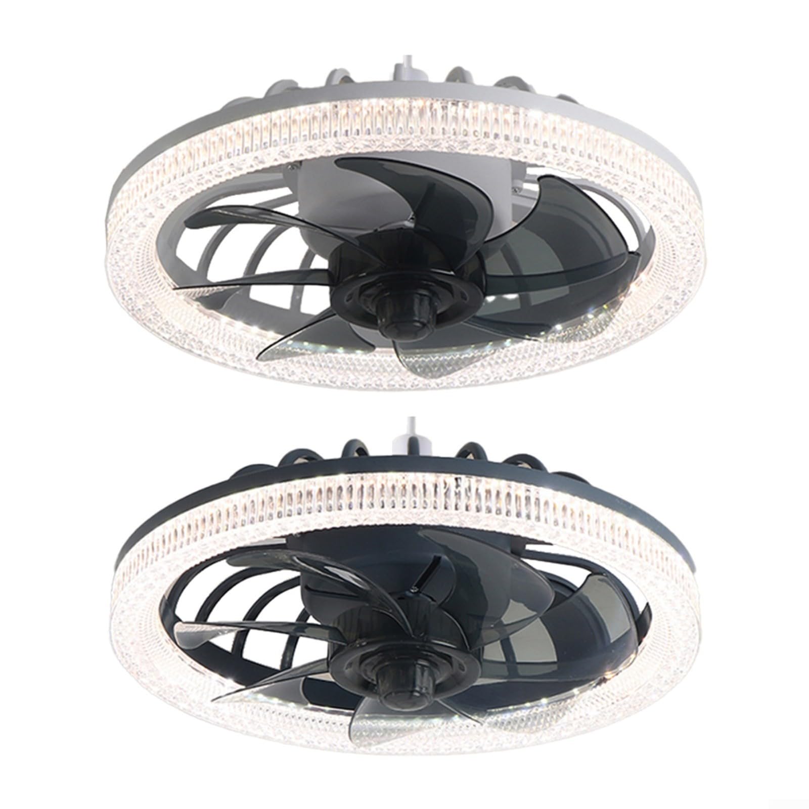 Moderno ventilatore da soffitto con luci telecomando incluso, dimmerabile 3000 K-6500 K, montaggio a filo a basso profilo, per casa e ufficio, ABS + PC, verde (bianco)