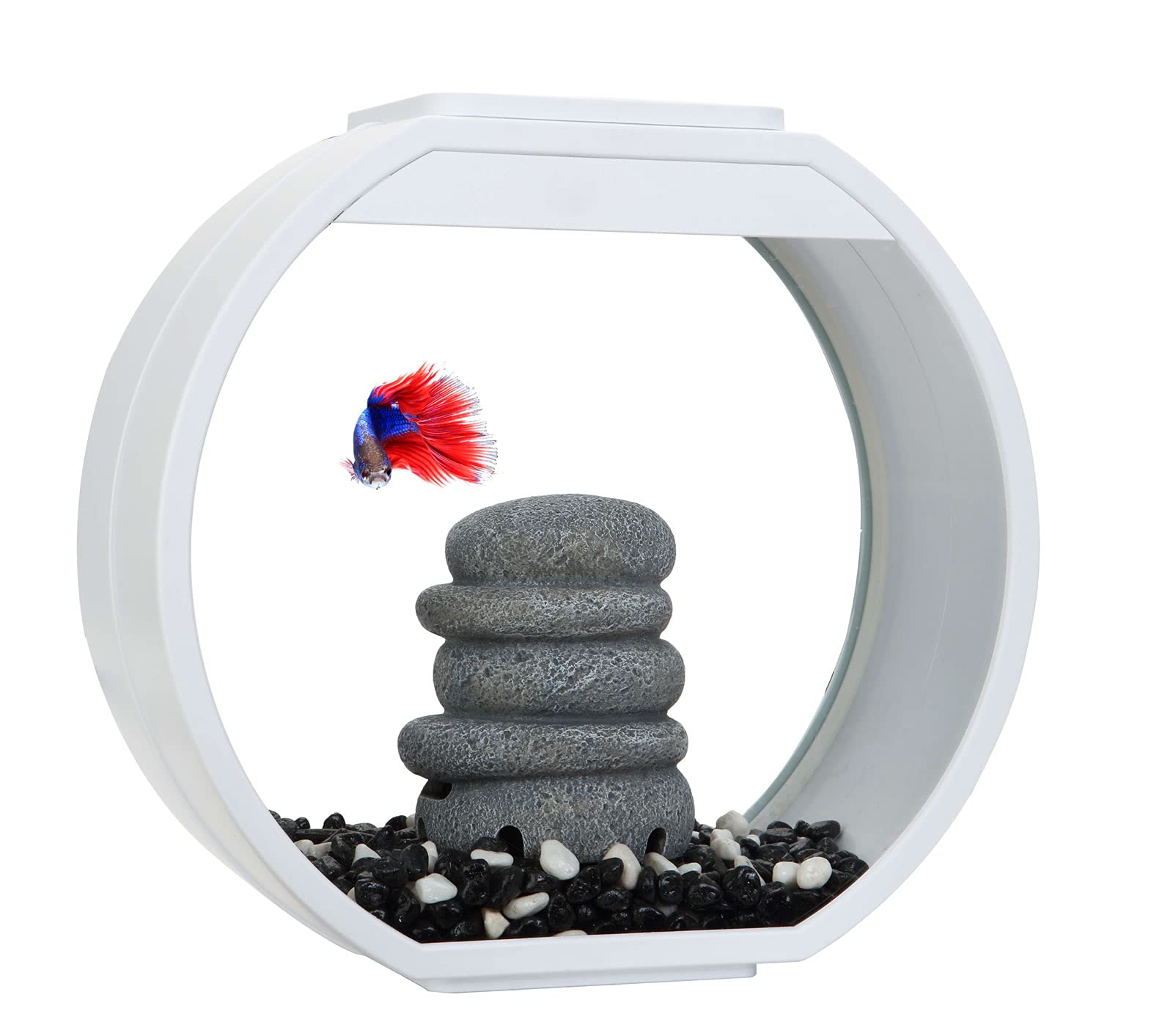 Fish 'R' Fun Mini Round Tank Glass Aquarium, 10 Litre Capacity, White