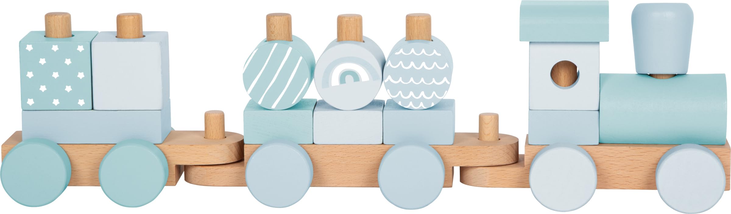 Small Foot Trenino Blu in Legno, con 14 Elementi da combinare, per Bambini dai 12 Mesi, 12695