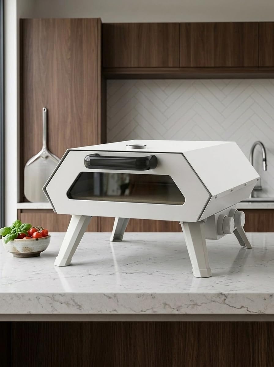 CÉCOA • Four à Pizza Électrique K16 2300W • Pierre Réfractaire & Thermomètre Intégré • Jusqu’à 450°C • Cuisson Rapide 15 min • Four à Pizza Maison Compact Intérieur & Extérieur